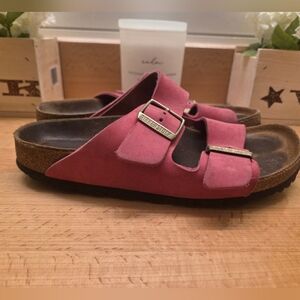 Birkenstock Arizona Sandals Pink Leather Womens Size 39